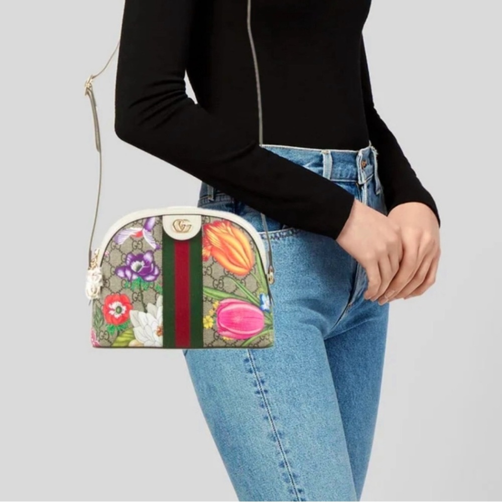 ‼️SOLD‼️Gucci Floral Print Crossbody Bag - Green and Pink